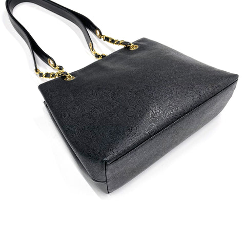 シャネル CHANEL ターンロック キャビアスキン チェーン トート