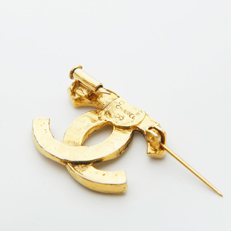 シャネル CHANEL 90年代 ココマーク ラインストーン ブローチ ゴールド