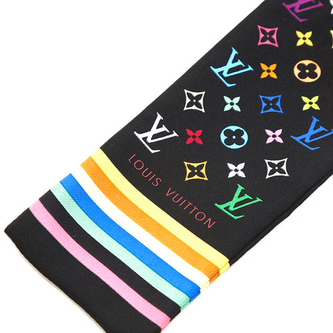 Louis Vuitton LOUIS VUITTON Twilly Monogram Multicolor Scarf Black