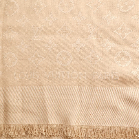 ルイ・ヴィトン LOUIS VUITTON モノグラム シルク スカーフ ベージュ