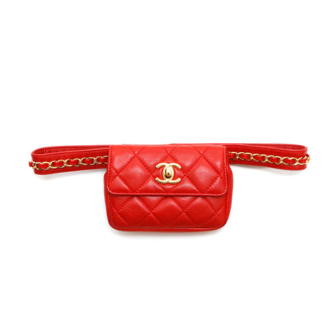 シャネル CHANEL マトラッセ ウエストポーチ ウエストバッグ レッド