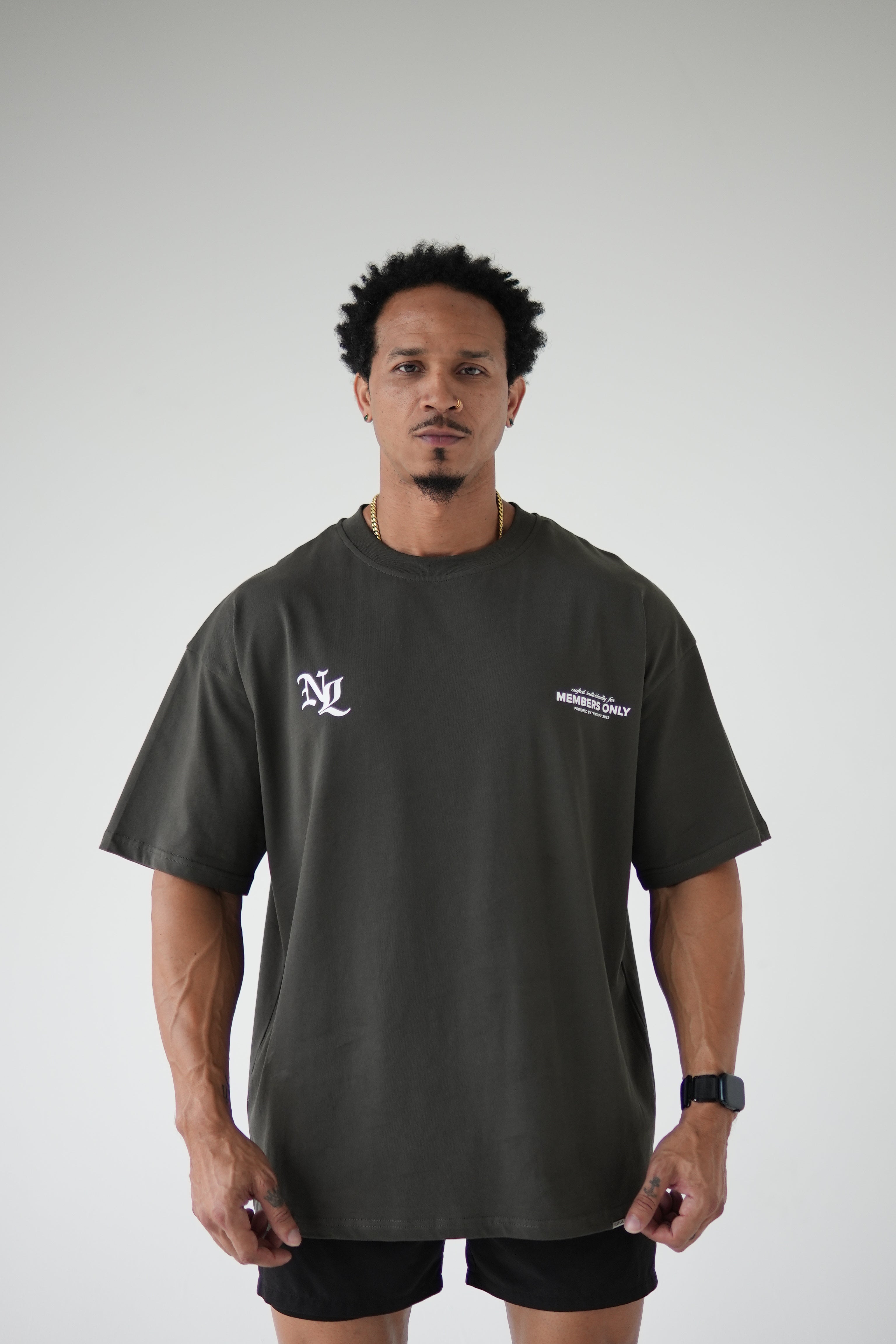 Oversized Members Only Tee - Grey-Green – NXTLVL