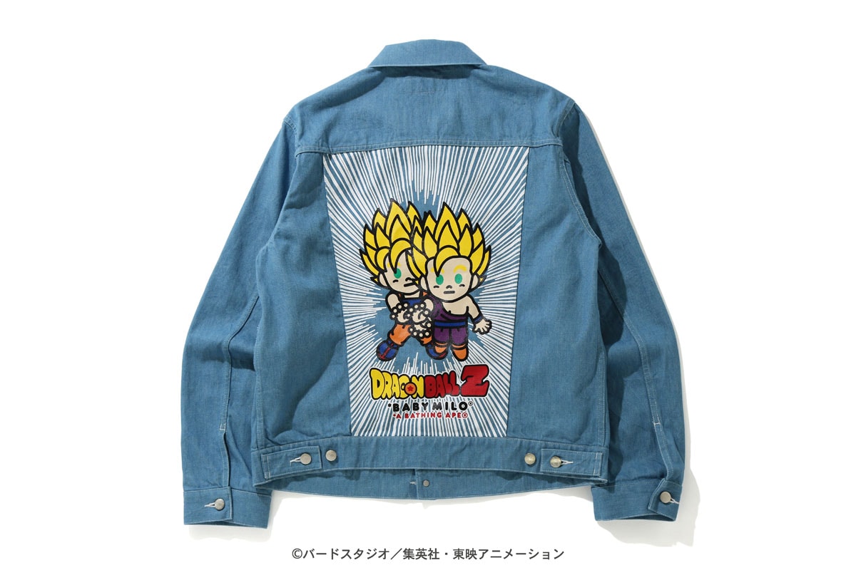 アニメ「ドラゴンボールZ」をモチーフにしたデニムジャケット。 [画像