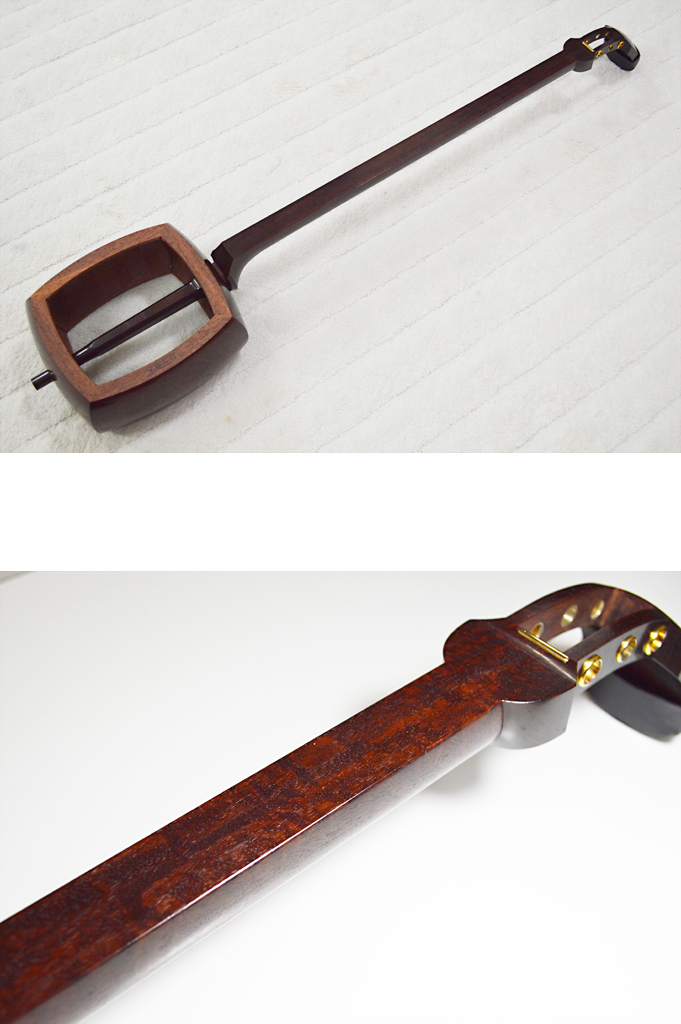 民謡三味線 和楽器 地唄 太さ2.8cm 正寸 天然皮 丸打ち胴 3分割 民謡