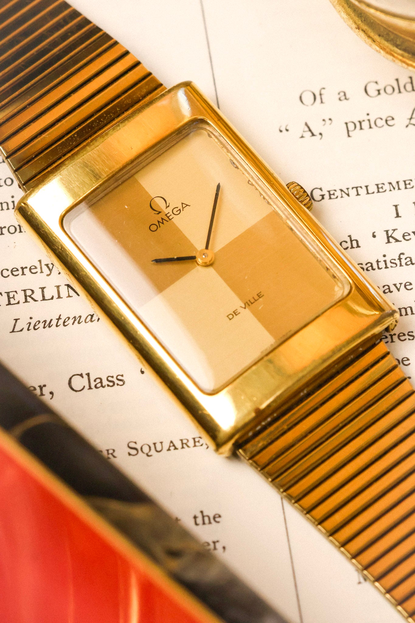 1970s Omega De Ville Golden Quadrant Jumbo Tank – Oldtimer Watch Shop