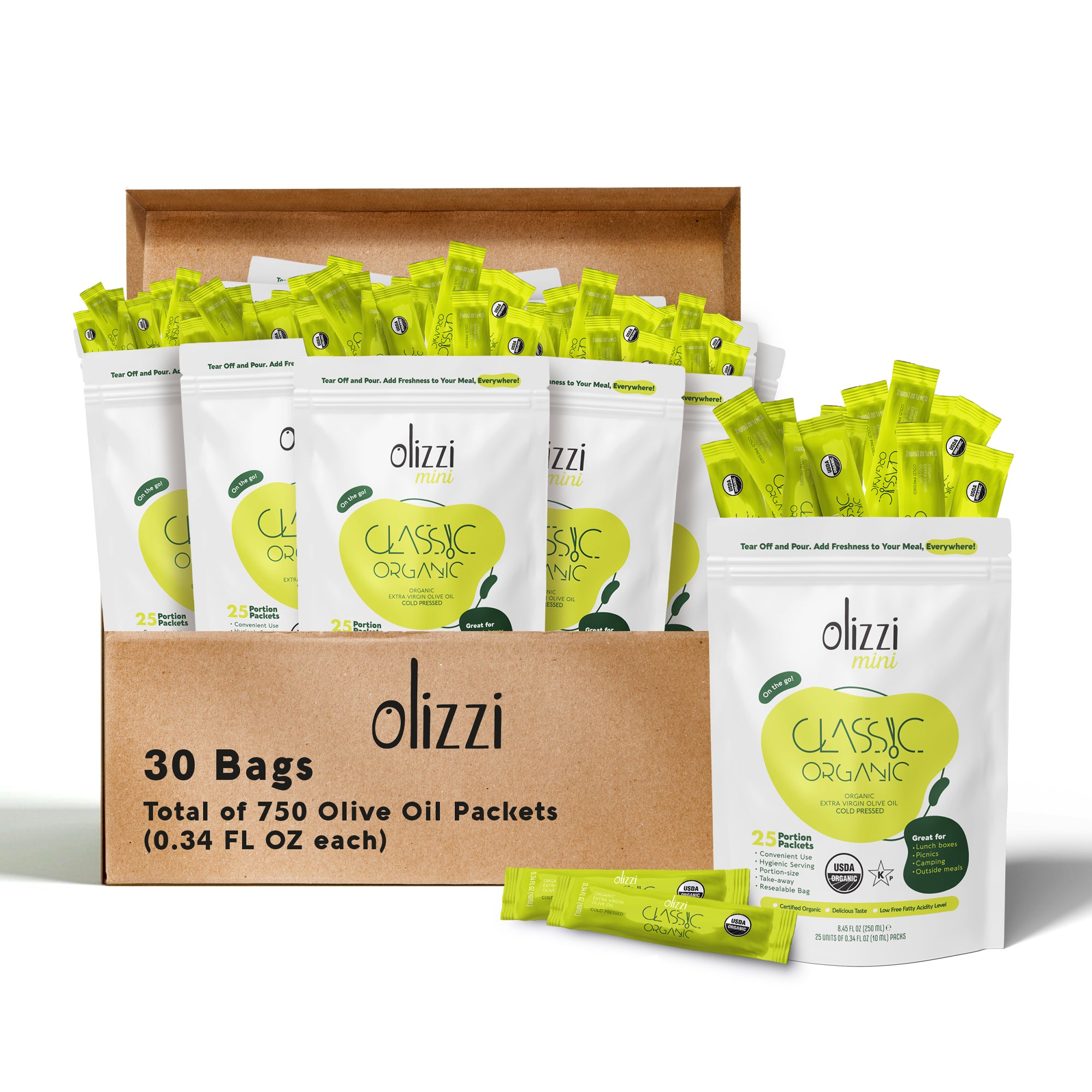 Olizzi Classic Organic Olive Oil Packets Extra Virgin Cold Pressed