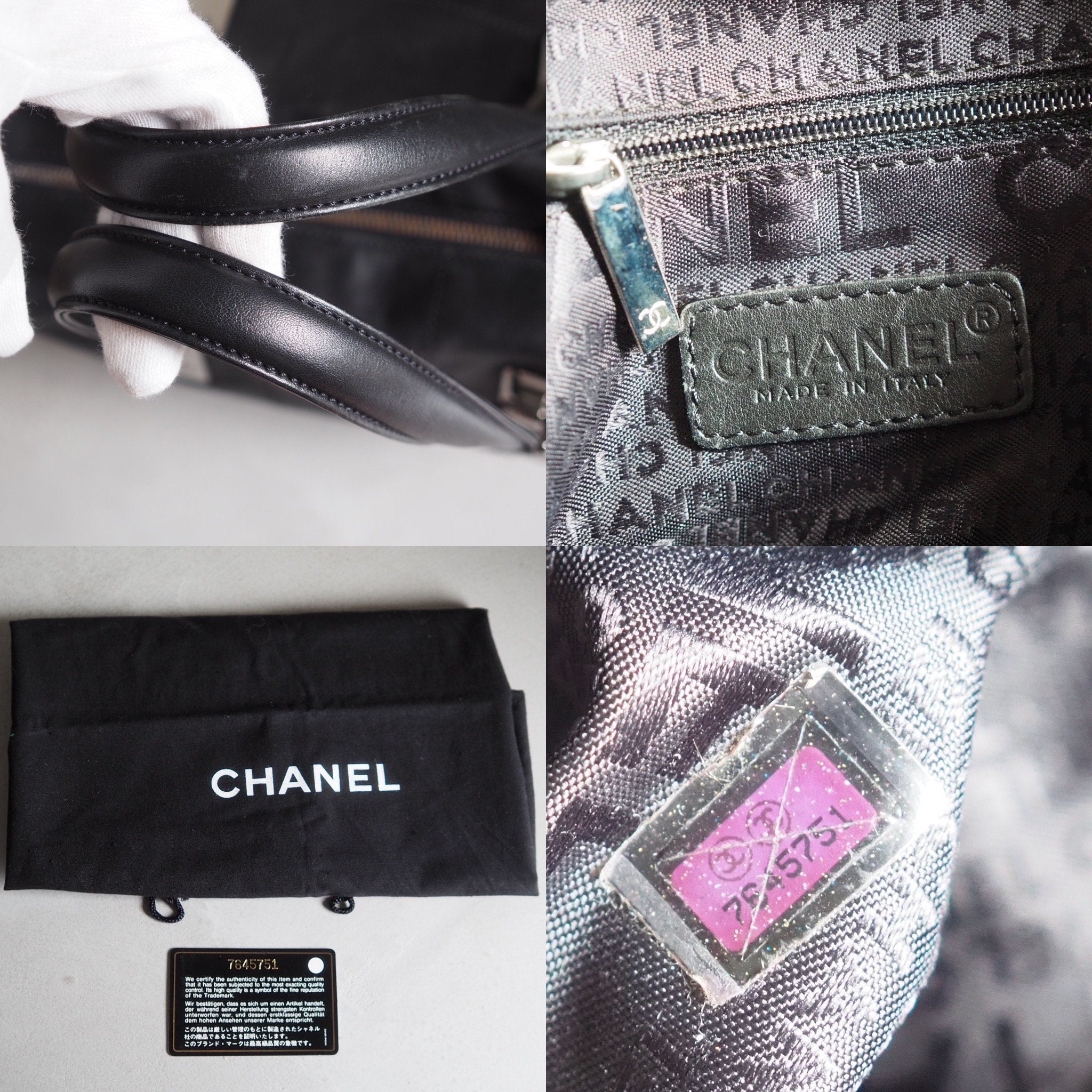 CHANEL シャネル チョコバー ハンドバッグ ブラック レザー ボストン