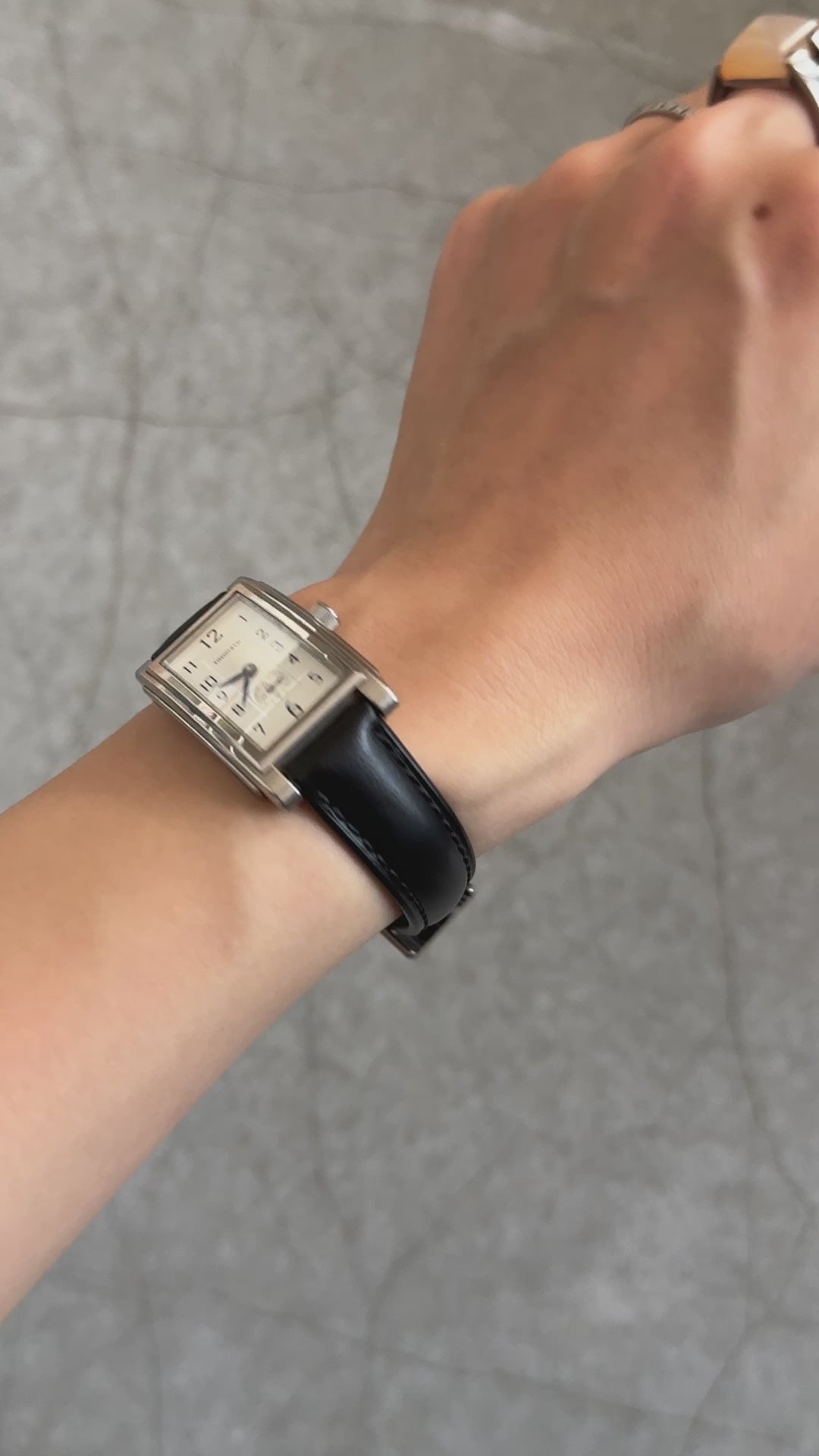 Tiffany & Co グランド ウォッチ 腕時計 シルバー ブラックレザー