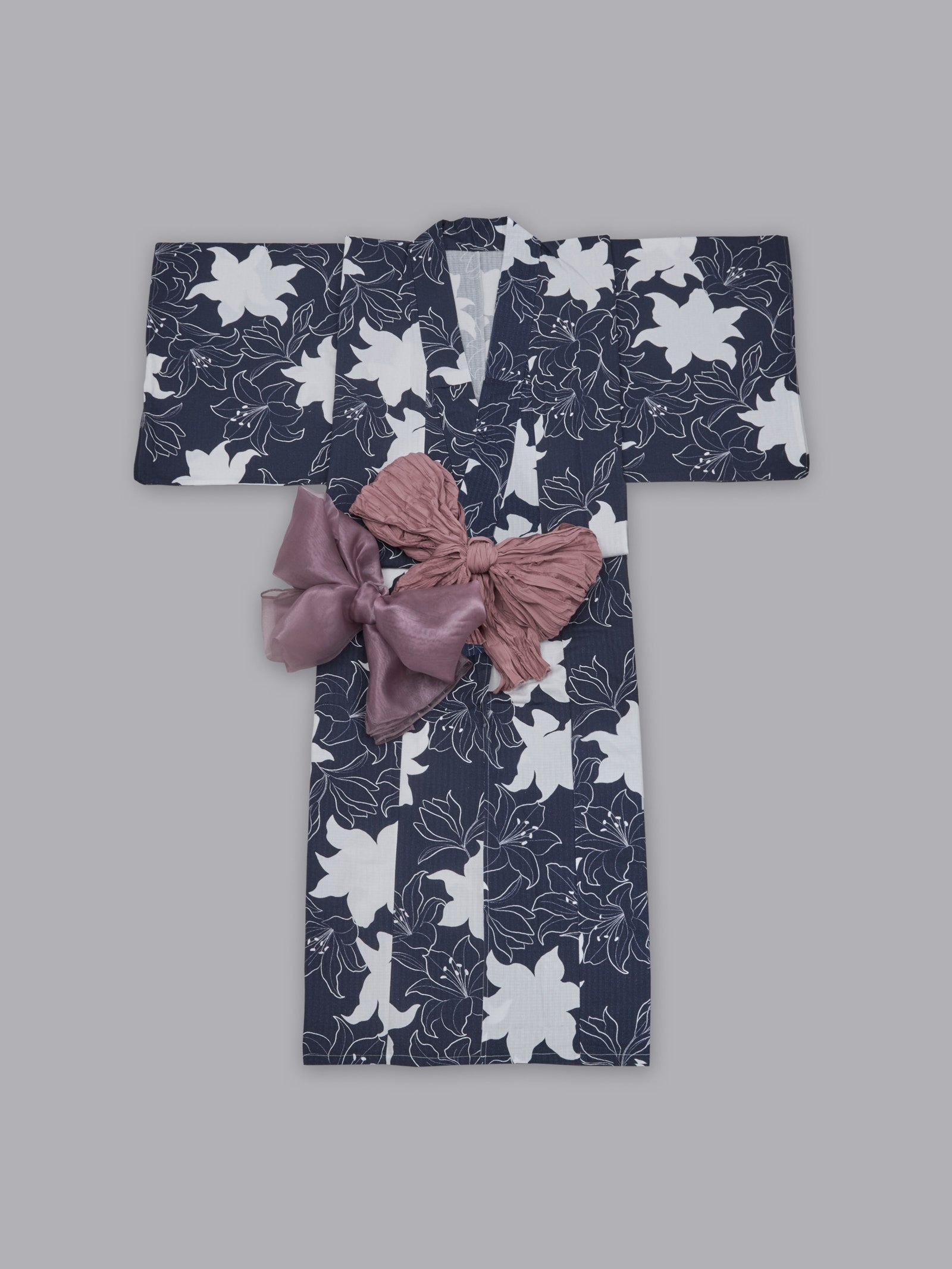 オリジナル百合柄浴衣＆帯セット