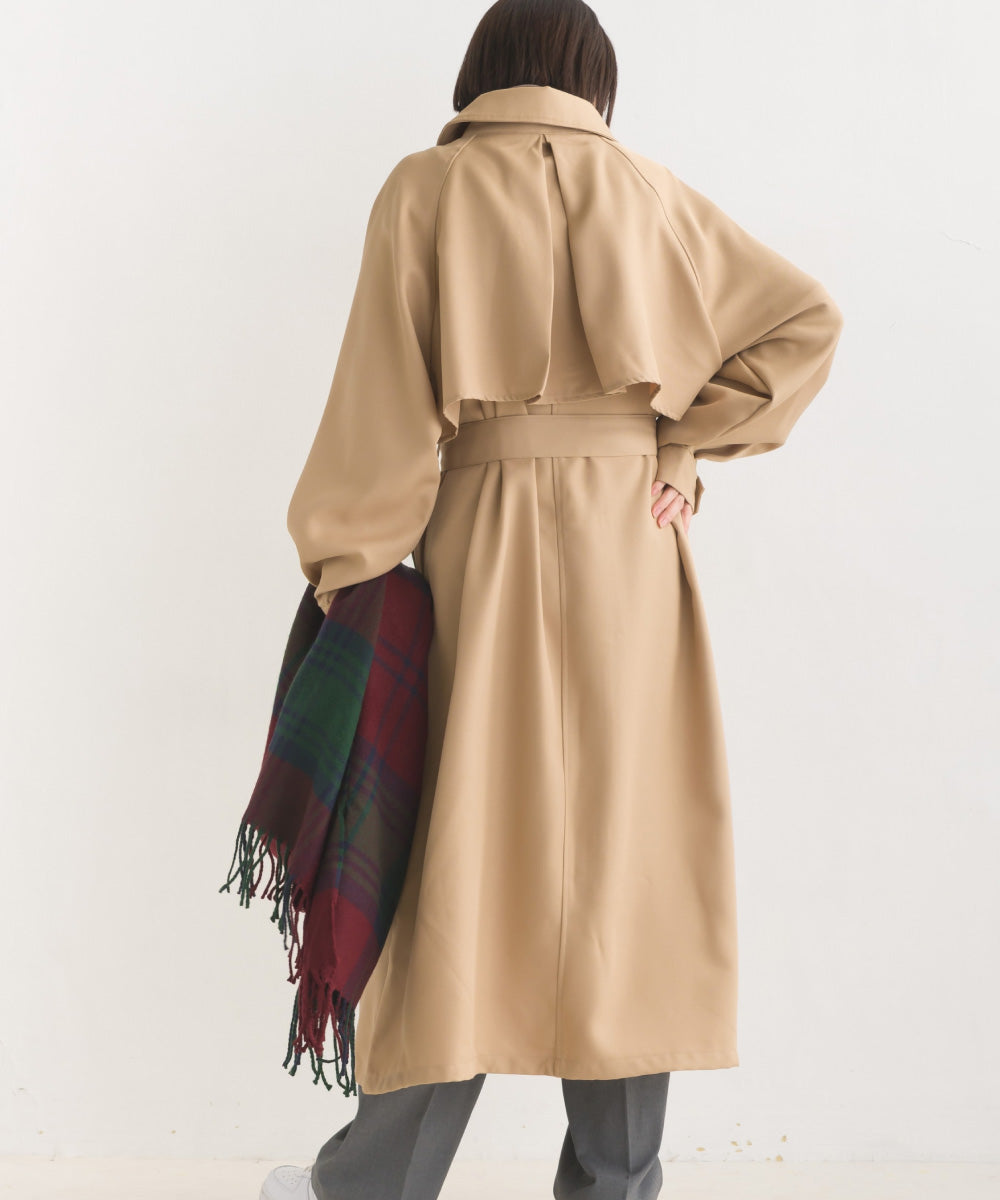 hbA】【OMNES】2WAYカラー ボリュームスリーブトレンチコート【1522-7086】