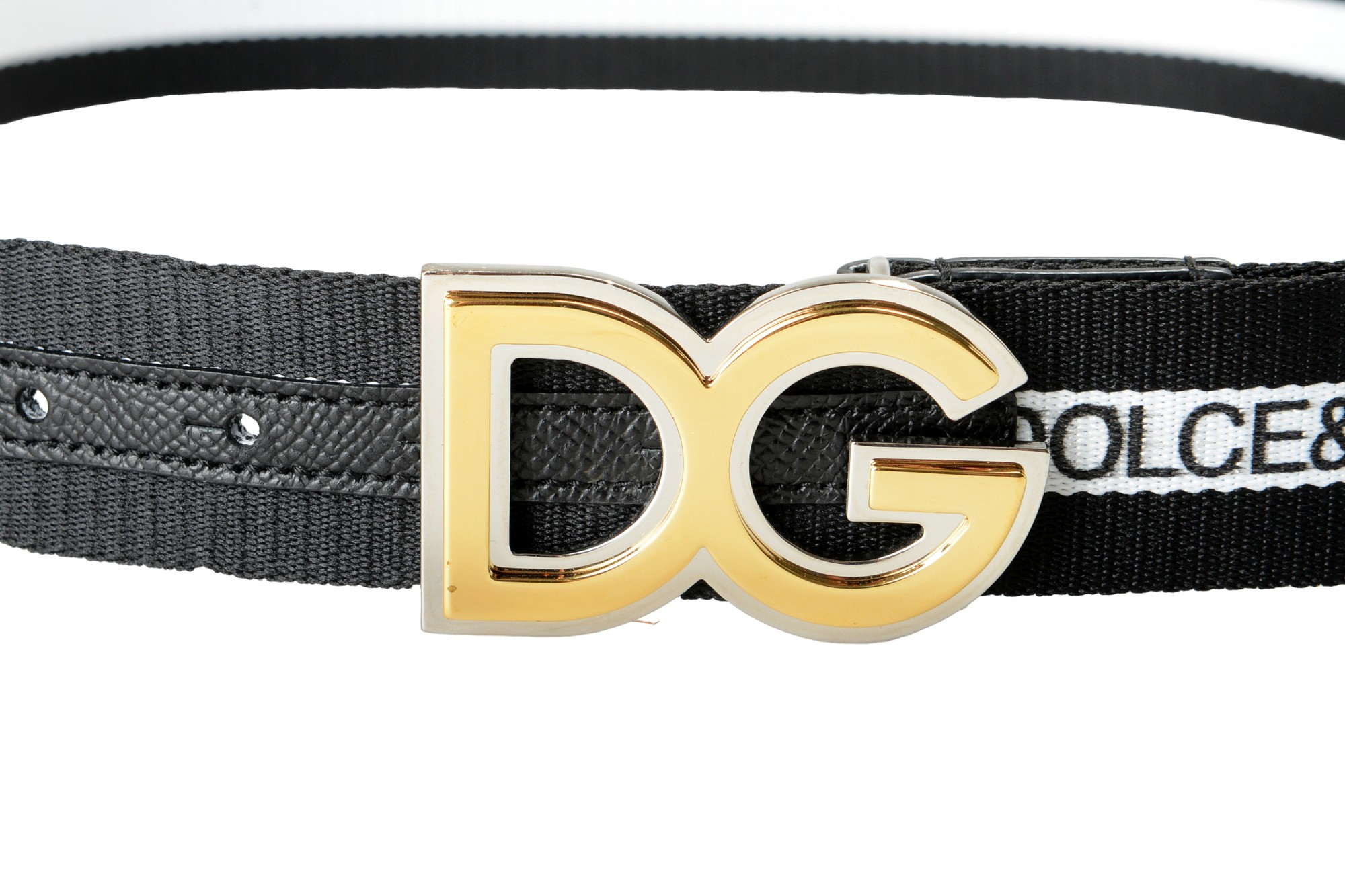 Dolce & Gabbana Unisex Canvas Leather D&G Buckle Decorated Belt