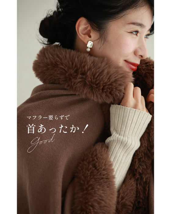 サッと羽織れるラグジュアリー。フェイクファーケープポンチョ – ONE