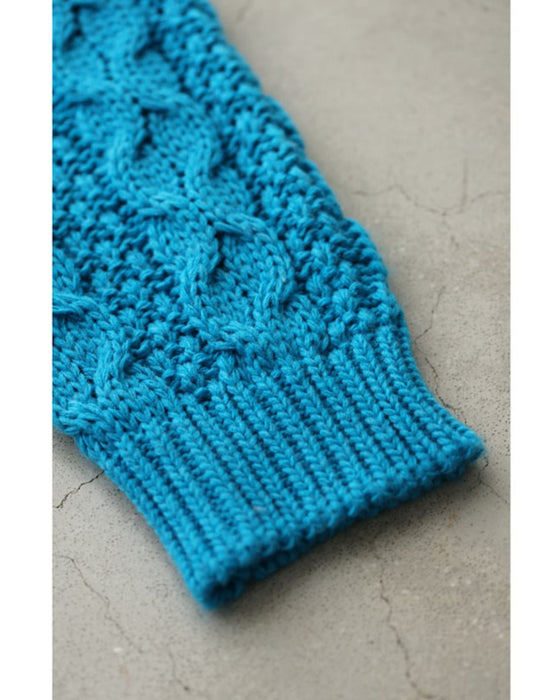 鮮やかブルーのざっくり編みニットプルオーバートップス – ONE PEACE