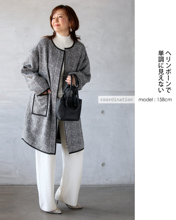 洗練された大人レディ OTONAオリジナル ヘリンボーンコート – ONE