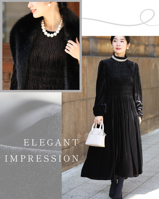 上品な大人の艶ベロア調シャーリングワンピース – ONE PEACE ONLINE