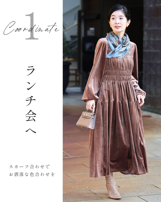 上品な大人の艶ベロア調シャーリングワンピース – ONE PEACE ONLINE