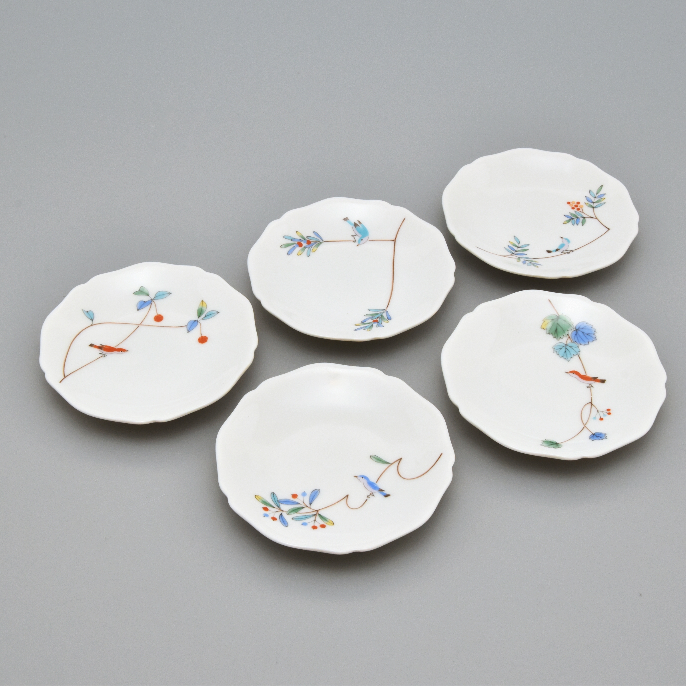 小鳥の詩）小皿5枚セット（径10cm）|有田焼の老舗-香蘭社オンライン