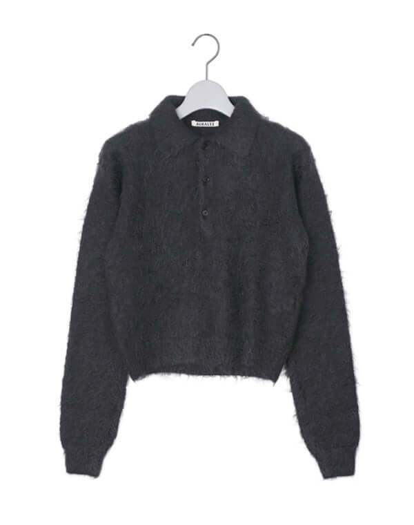 BRUSHED SUPER KID MOHAIR KNIT SHORT POLO / 301178242004 – satoseni