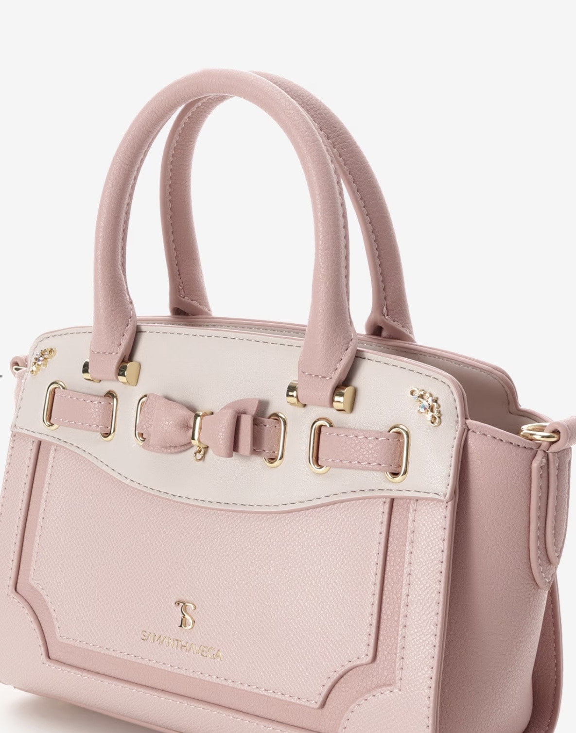 フロントリボンベルトショルダーバッグ【ピンク】(ピンク