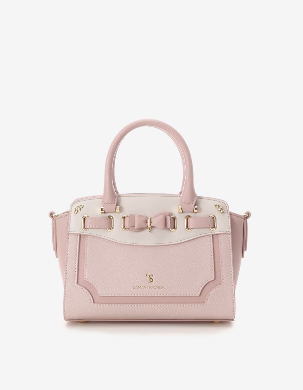 フロントリボンベルトショルダーバッグ【ピンク】(ピンク