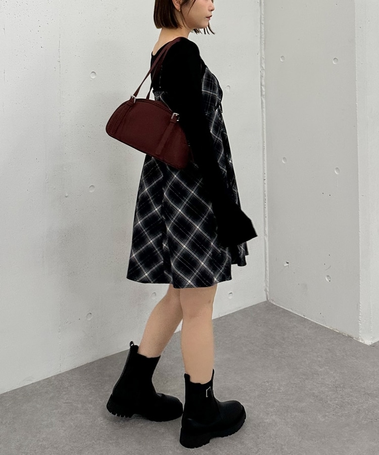 バイアスチェックアソートミニキャミワンピース(M BLACK): ワンピース