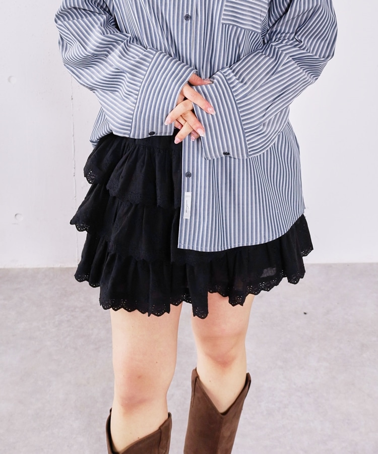 コットンレースフリルミニSK(M OFF WHITE): スカート｜PMbox P&M