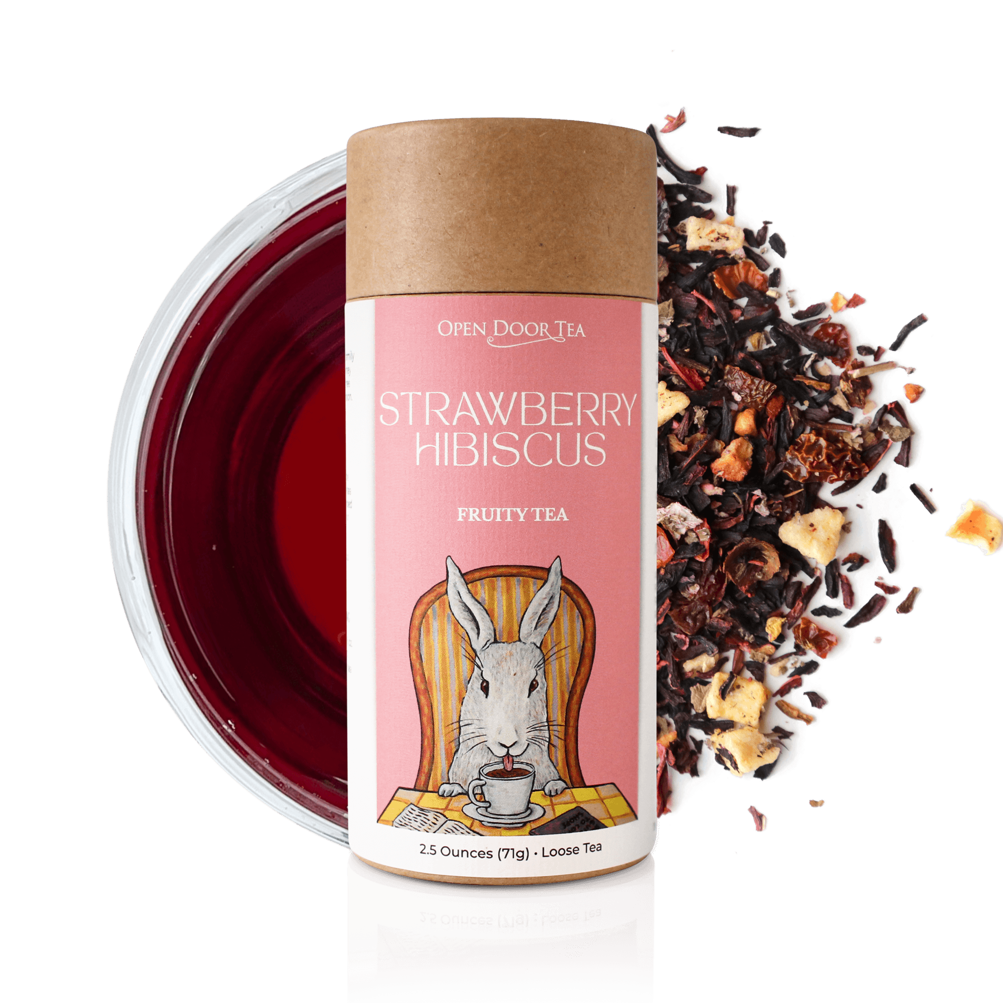 Strawberry Hibiscus | Herbal, Fun & Vibrant Tea, Loose Leaf – Open