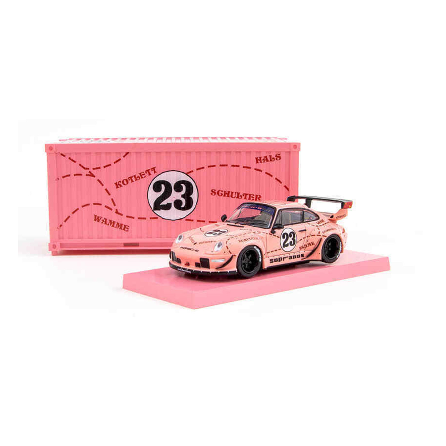 Tarmac Works 1:64 RWB 993 Sopranos “Pink Pig” With Container