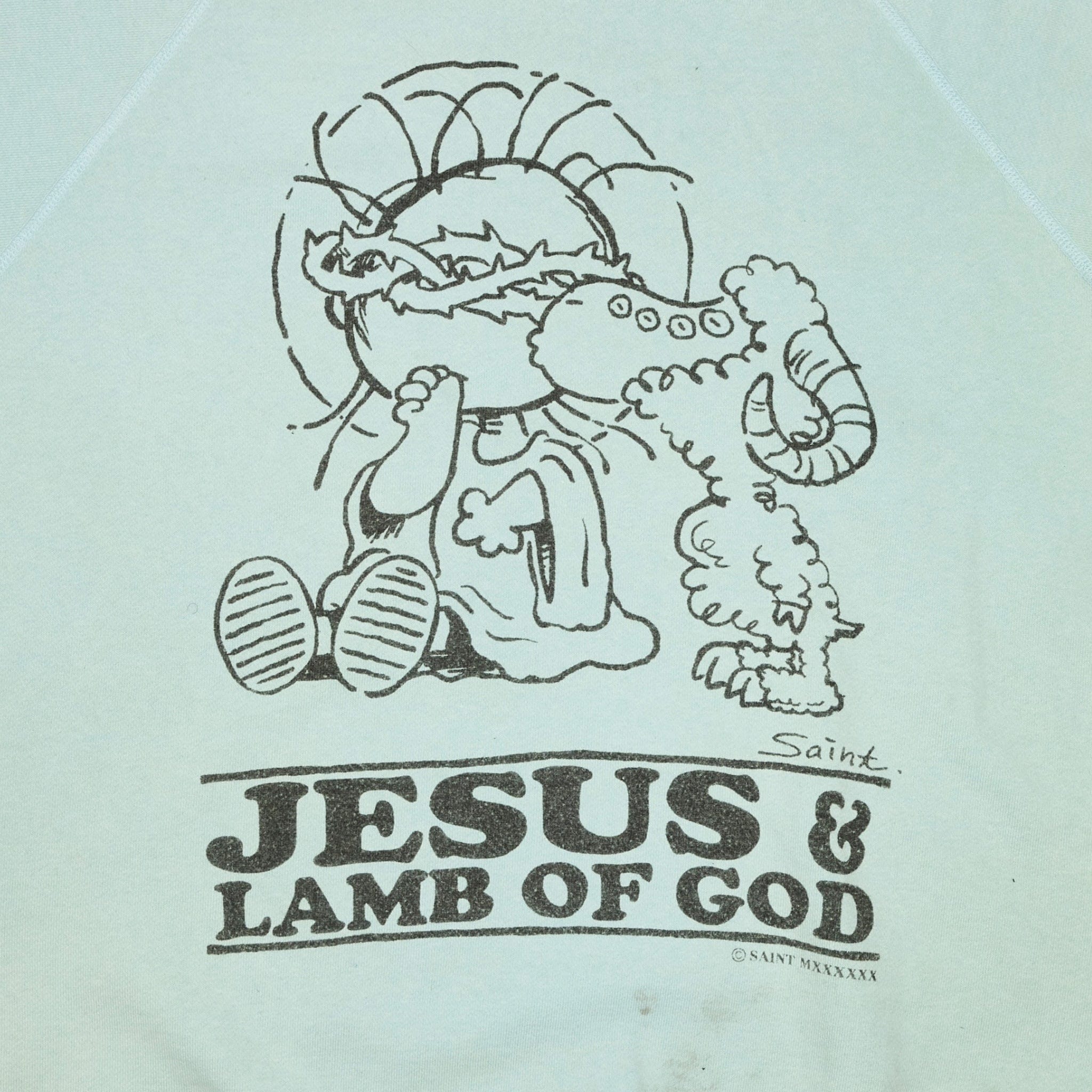 Saint Michael Jesus Lamb Of God Logo Crewneck Sweatshirt Teal Black Pr