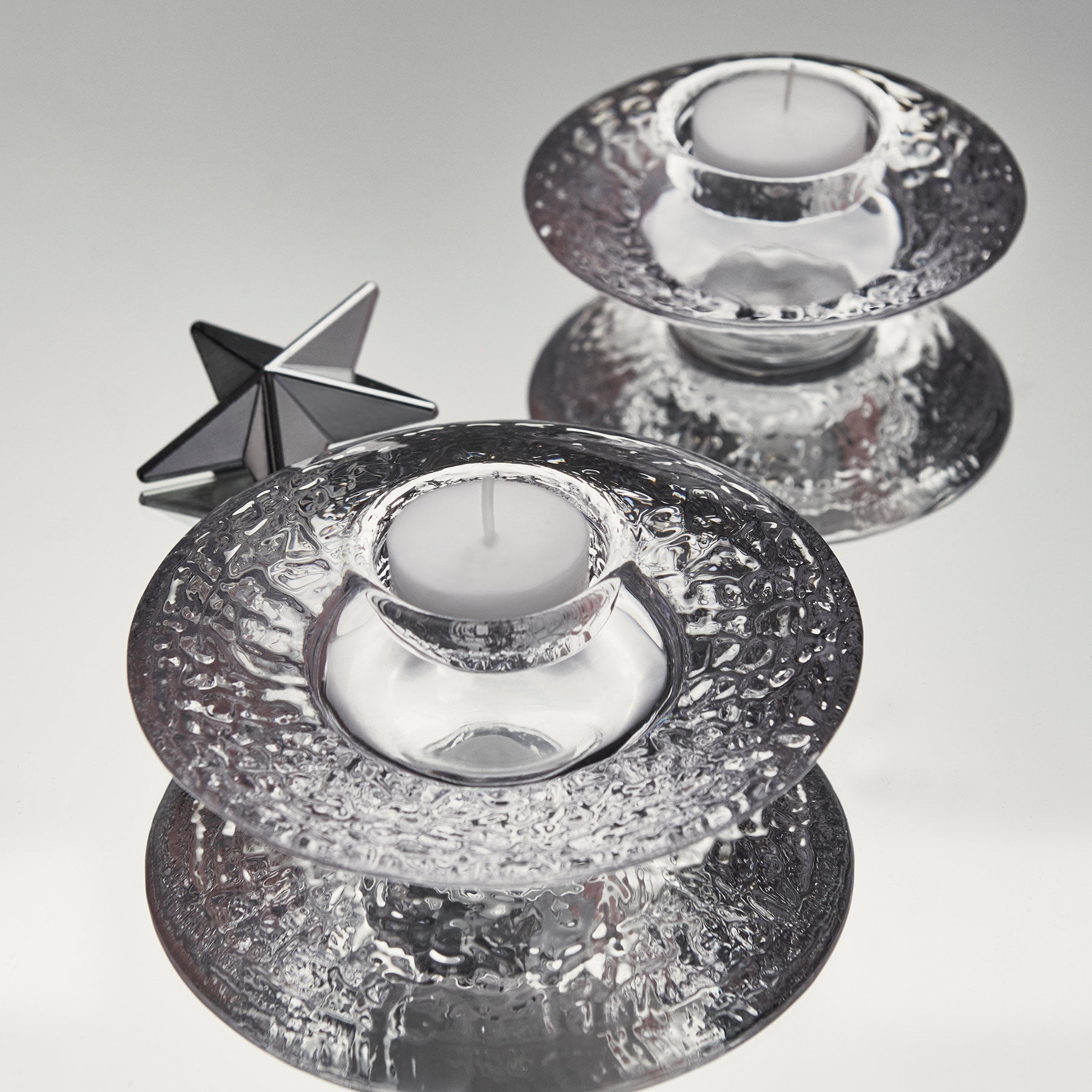 Orrefors Discus Tea Light Votive Crystal Clear Large