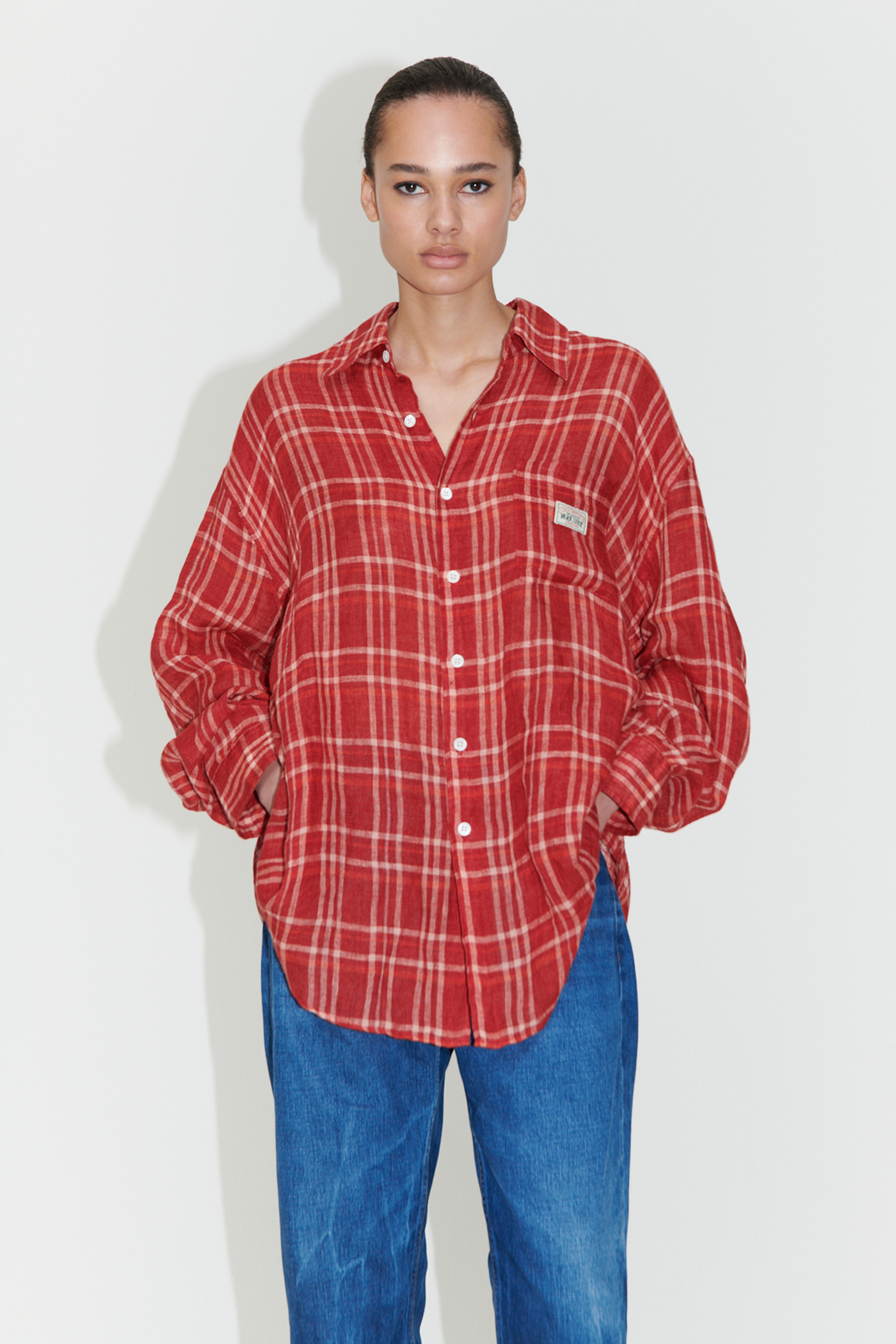 Our Legacy - Borrowed Shirt Red Linen Check | Our Legacy