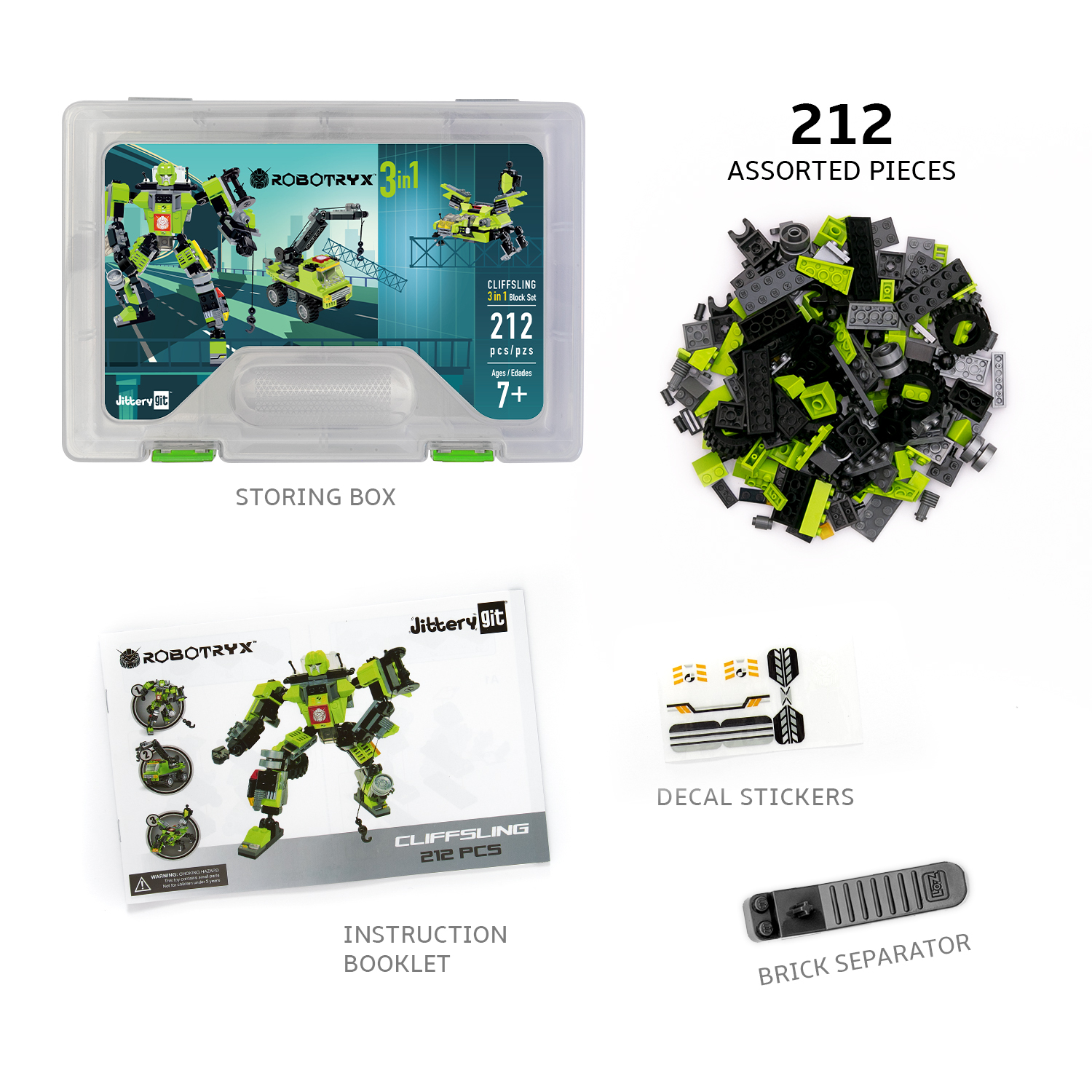 JitteryGit Robot Building Toy for Kids age 7-14 – Green Cliffsling