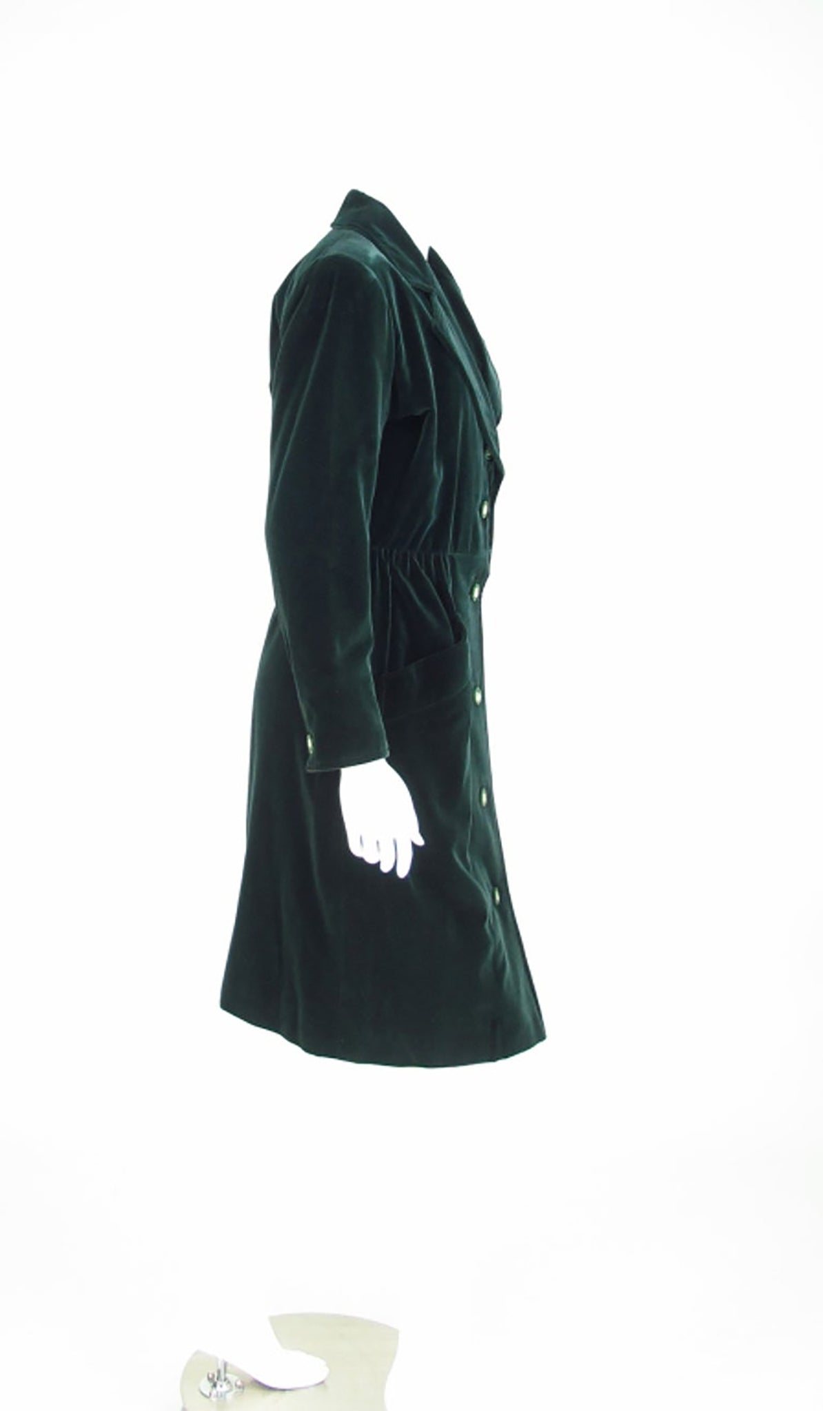 Yves Saint Laurent Rive Gauche Forest Green Velvet Coat or Dress