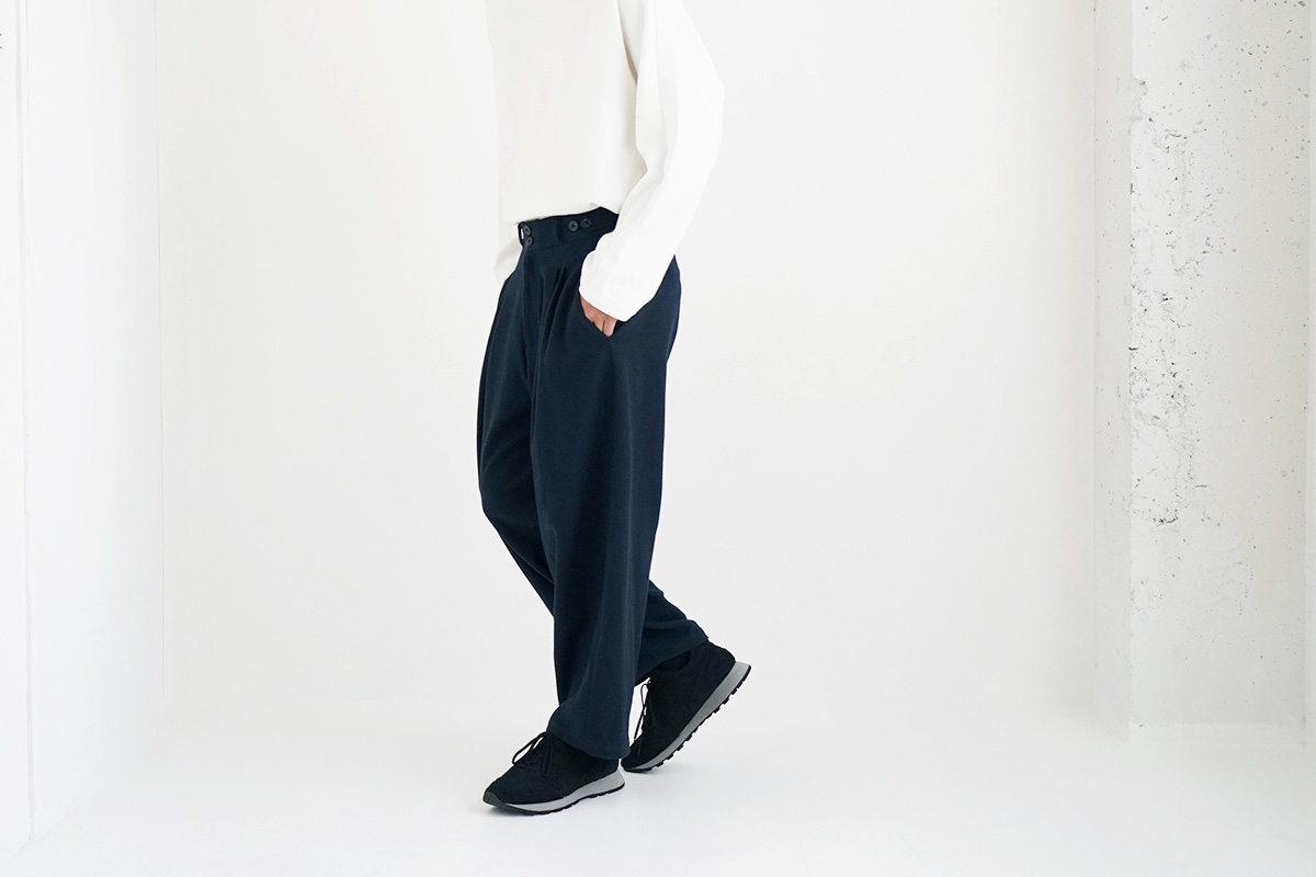 YANTOR ヤントル 6ply Khadi 2tuck Wide Pants[Y215PT08/NAVY]