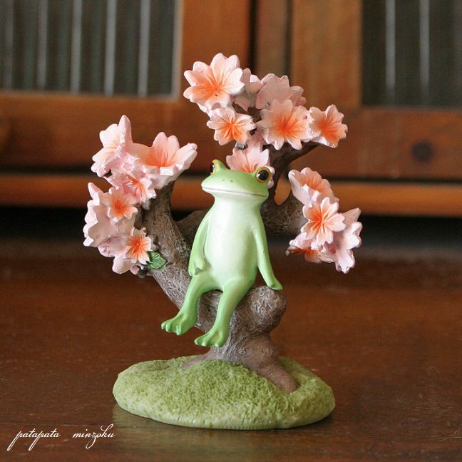 Copeau コポー 桜の盆栽とカエル 置物 ダイカイ オブジェ カエル 桜