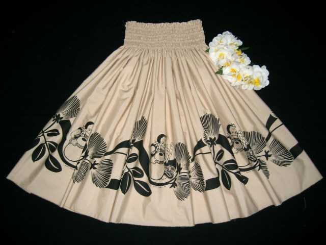 Tahiti Imports パウスカート 黒葉プリント Tahiti Imports