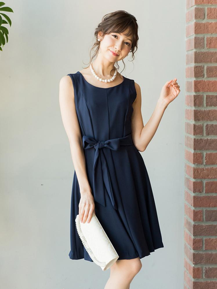 シンプルフレアワンピース(ネイビー)K1-193NA-S | パーティドレススタイル