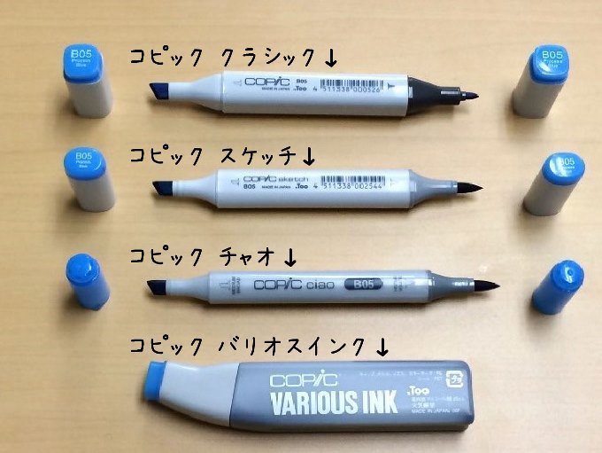 コピックファミリーで代表的なものは以下の4種類(マルチライナーとか