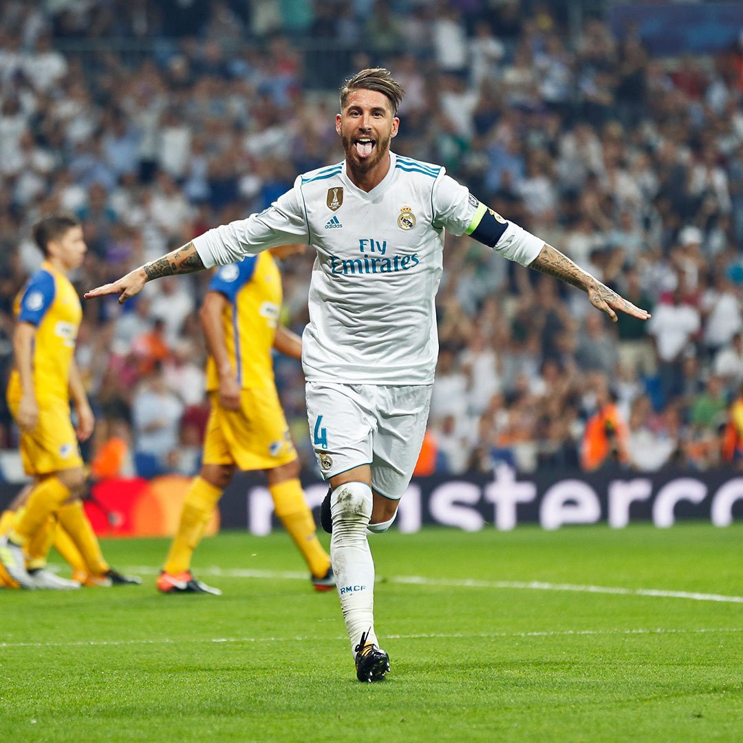 😜👏⚽️ @SergioRamos #セルヒオ・ラモス：オーバーヘッドで得点を