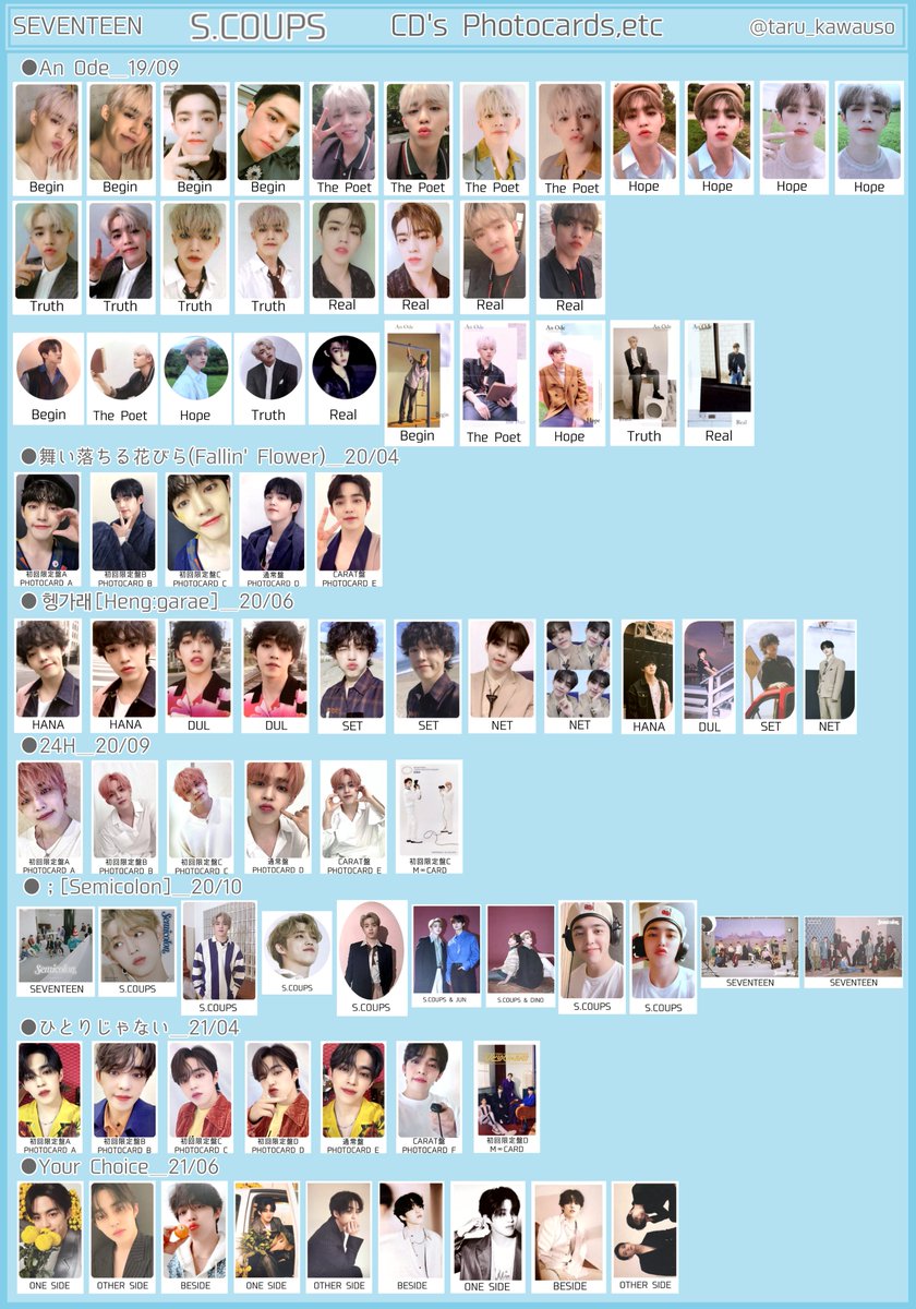 SEVENTEEN セブチ トレカ一覧 過去トレカ 歴代アルバムトレカ Your