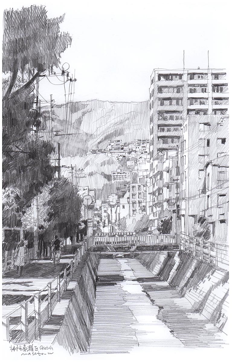 街風景] #pencildrawing #風景スケッチ #鉛筆画