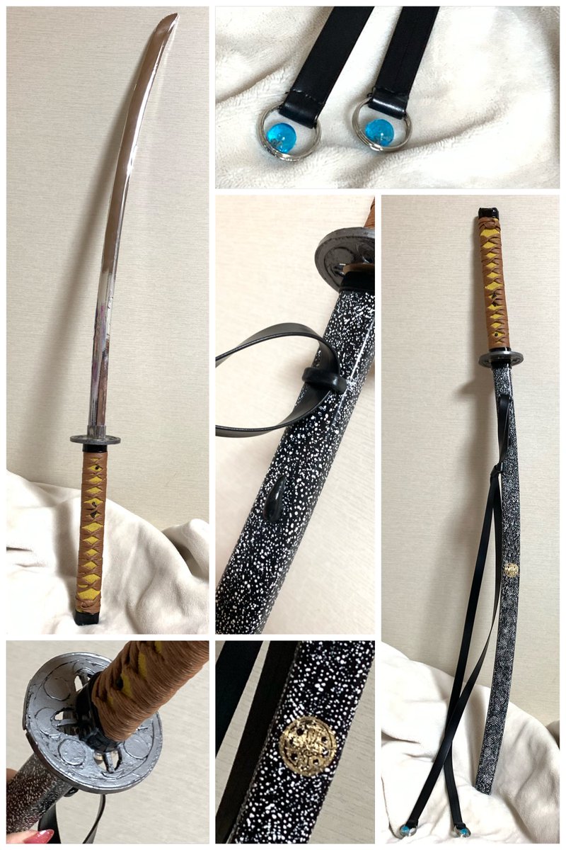 松井江、刀本体完成…💉 全部作った… 鞘の柄は全部手描きです。 刀身は