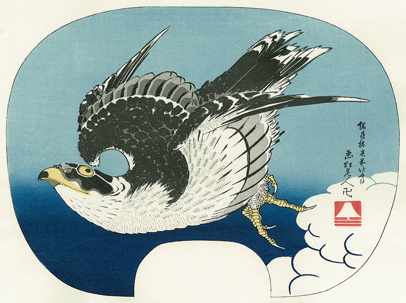 今回、版木が発見された #北斎 の #浮世絵「桜に鷹」の図。残念ながら