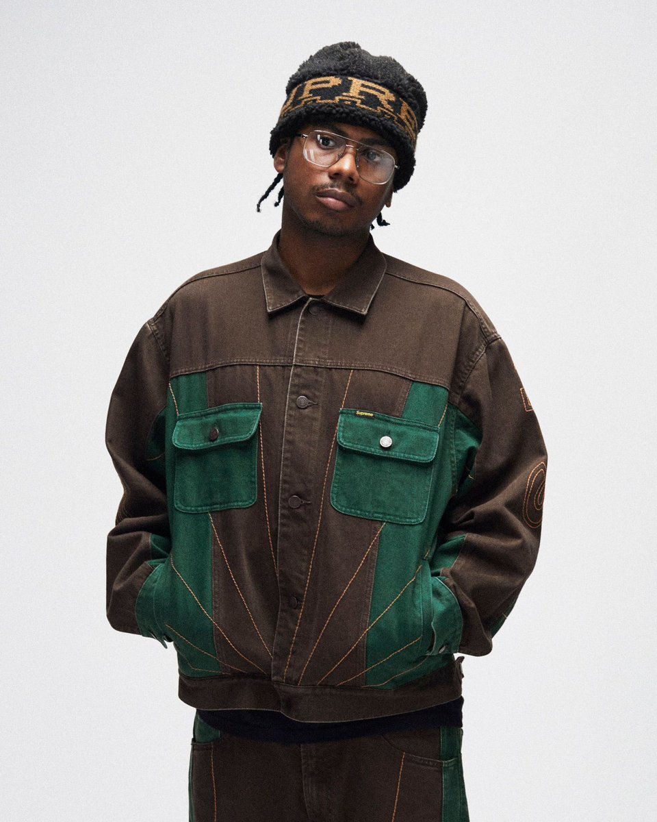 Supreme Radial Embroidered Denim Trucker Jacket & Loose Fit Jean
