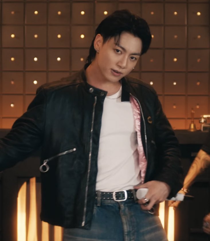 JEON JUNGKOOK ACNE STUDIOS • black distressed leather jacket $1850