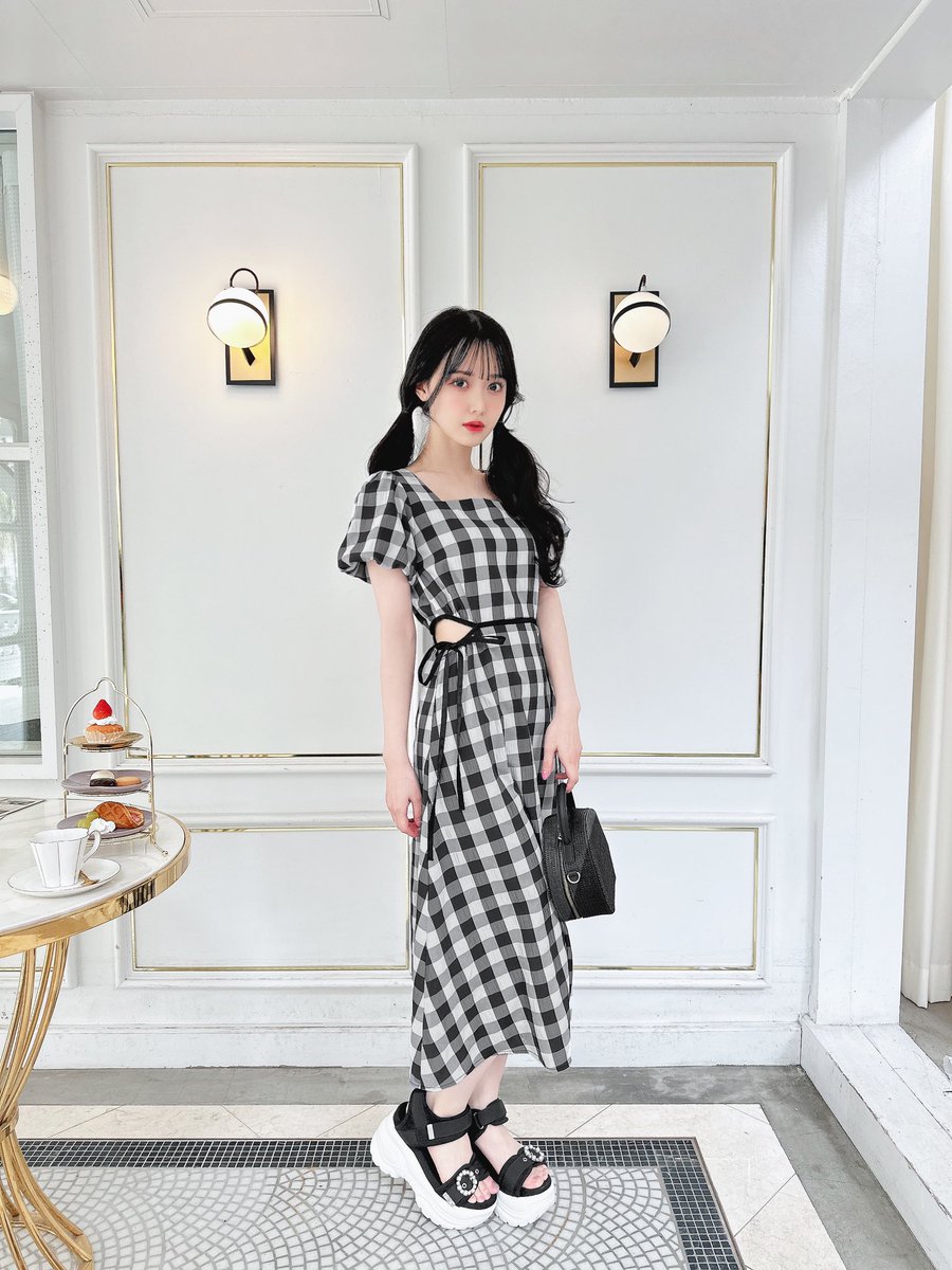michellMacaron ミシェルマカロン チェックドッキングワンピース