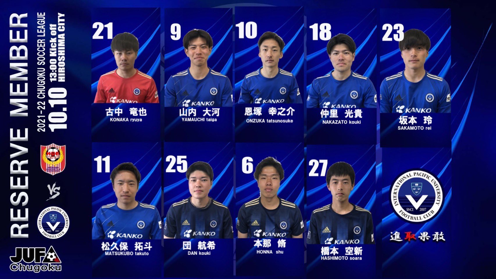 早い者勝ち】環太平洋大学 サッカー部 公式 サブユニフォーム 早い者