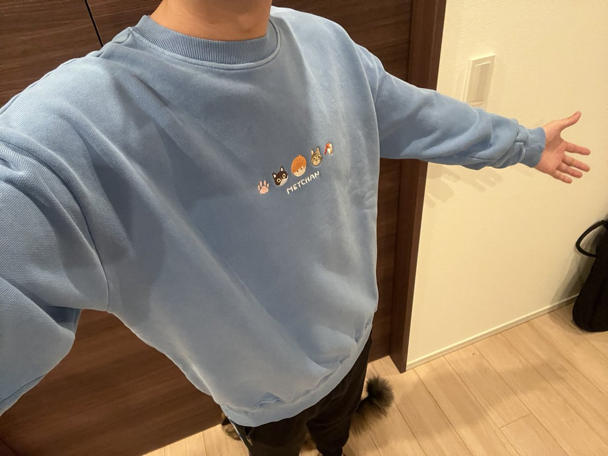 めいちゃんからにゃんぴーずトレーナーの着用写真が届いたので皆さんに