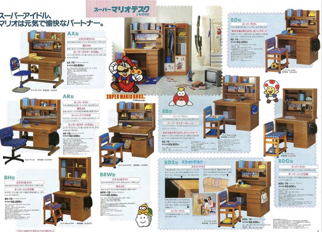 1986〜7年頃のくろがね社製スーパーマリオの学習椅子のクッションが