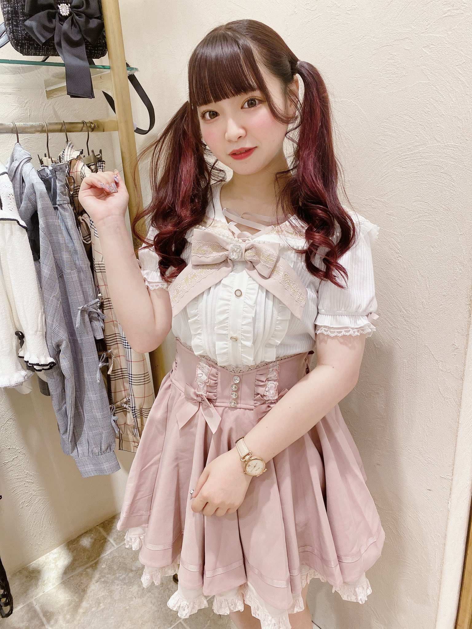 00s 希少 LIZLISA 起毛パワネ総レースオフショルローズワンピ 姫ロリ